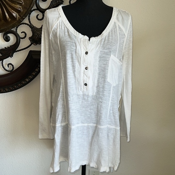 We The Free Women’s Stargazer 100% Cotton Henley 3/4 Sleeve Tunic Top Medium - Picture 2 of 11
